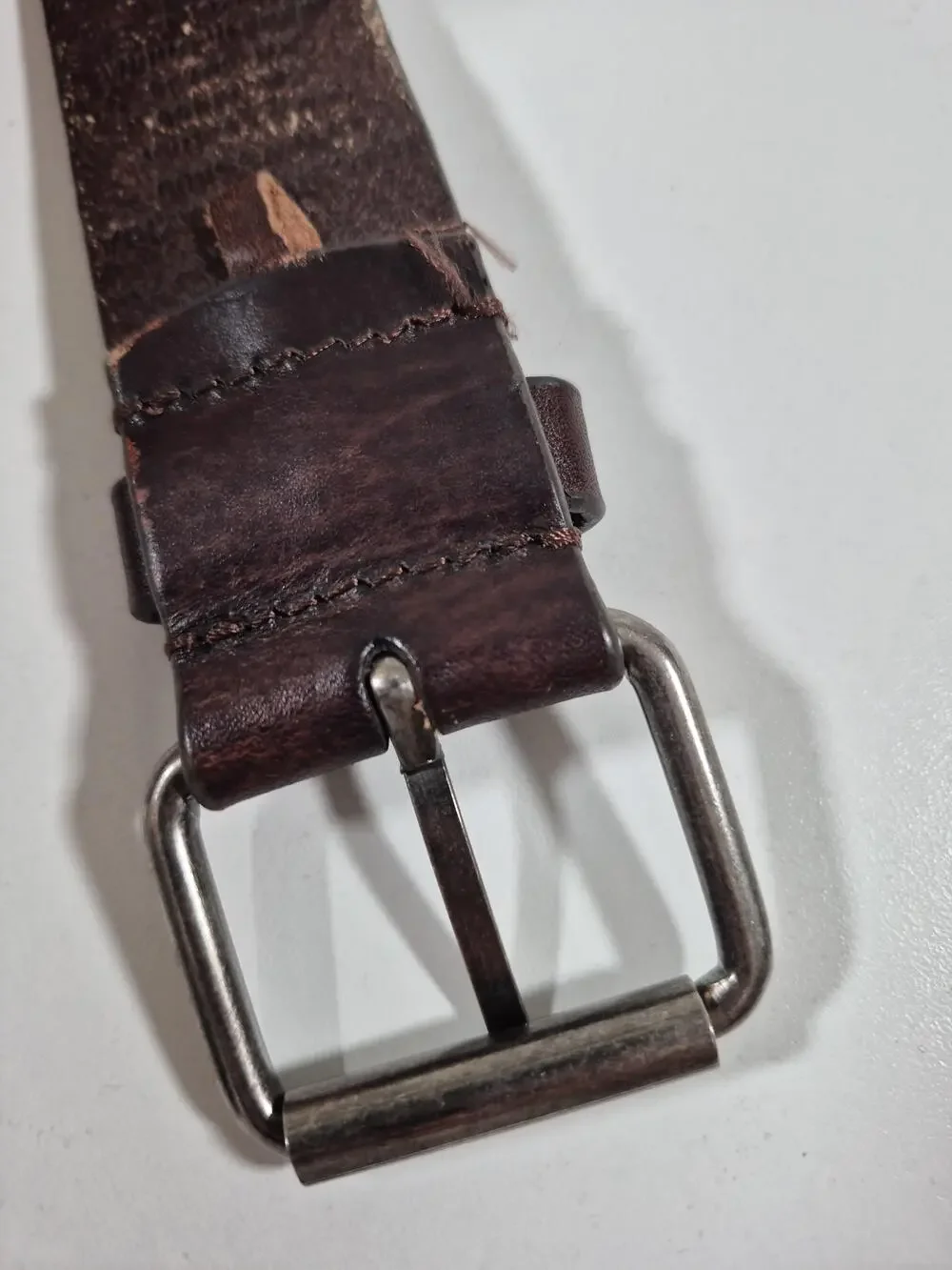 BCBGMAXAZRIA Belt Women's L Brown Leather Laser Cut Geometric